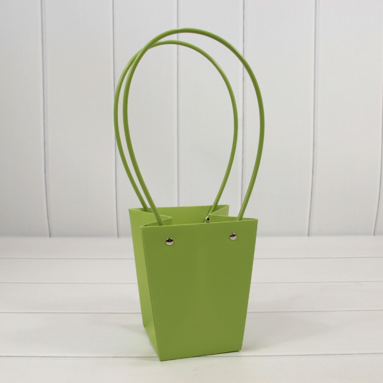 Пакет подарочный "Ваза для цветов" 15,5*13*9,5 Салатовый 1/10 1/150 Арт: 000170G/2303