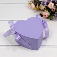 Коробка "Сердце" 11,4*11,4*6 с лентами Светлый пурпурно-синий 1/108 Арт: 720150/4