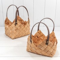 Корзины плетёные Набор 1/2 27*20*33 (±5%) из секвойи с ручками Медовый 1/12 Арт: 420203/975