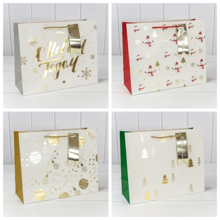 Пакет подарочный "Новый год" (микс 401) 32*26*13 1/20 1/240 Арт: 300401CA