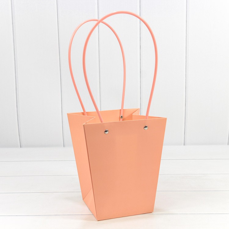 Пакет подарочный "Ваза для цветов" 20*17*12 Бежево-красный 1/10 1/120 Арт: 000170E/4033