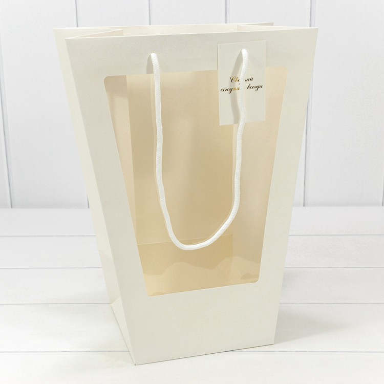 Пакет подарочный с окошком Белый 17*28*37 210г 1/10 1/240 Арт: 000207Q/07