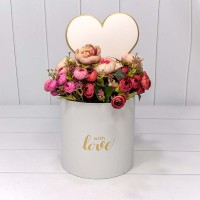 Коробки Цилиндр Набор 1/3 19*18,7 "С сердечком" Белый 1/18 Арт: 720795/2