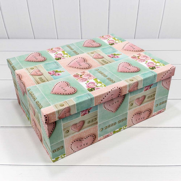 Коробки Прямоугольные Набор 1/15 42,5*33*17,6 "Сердца с цветами" 1/2 Арт: 721902/956