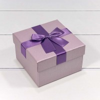 Коробка Квадратная 13*13*8,5 с бантом Сиреневый 1/4 1/128 Арт: 720618/3