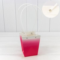 Пакет подарочный "Ваза для цветов" 15,5*13*9,5 260г "Градиент" Малиновый 1/10 1/150 Арт: 000184G/4