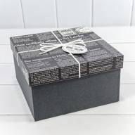Коробки Квадратные Набор 1/3 21*21*12,3 с бантиком &quot;Газета&quot; Чёрный 1/18 Арт: 721627/1 - Коробки Квадратные Набор 1/3 21*21*12,3 с бантиком "Газета" Чёрный 1/18 Арт: 721627/1