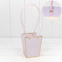 Пакет подарочный "Ваза для цветов" 15,5*13*9,5 260г с золотой рамкой Бледно-сиреневый 1/10 1/150 Арт: 000172G/2085