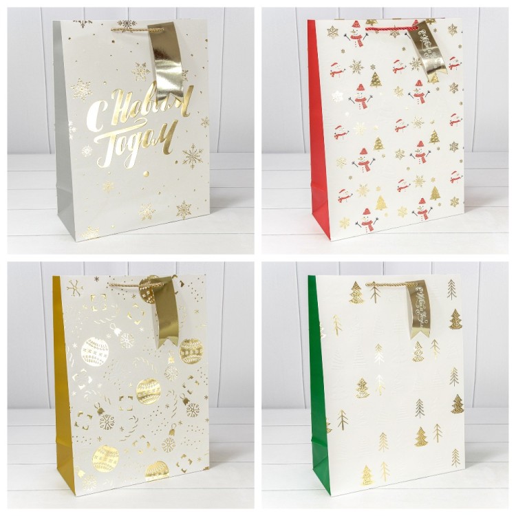 Пакет подарочный "Новый год" (микс 401) 33*45*15 210г 1/20 1/80 Арт: 300401A