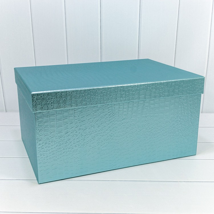 Коробки Прямоугольные Набор 1/10 50*35*25 "Кожа крокодила" матовый Бирюзово-синий 1/1 Арт: 7210808/0118