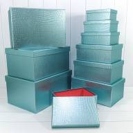 Коробки Прямоугольные Набор 1/10 50*35*25 "Кожа крокодила" матовый Бирюзово-синий 1/1 Арт: 7210808/0118 - Коробки Прямоугольные Набор 1/10 50*35*25 "Кожа крокодила" матовый Бирюзово-синий 1/1 Арт: 7210808/0118